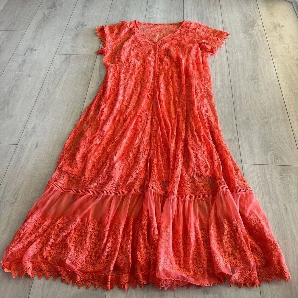 Torrid Maxi Lace Button-Front Dress size 3X tea berry